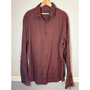 ML Material London Mens Long Sleeve Button Down Shirt Sz XL‎  maroon